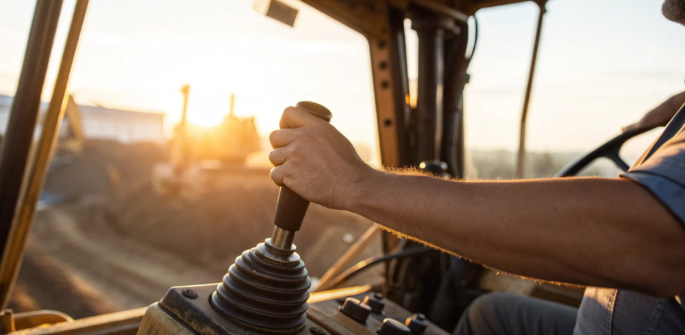 Heavy equipment operator controls machinery.