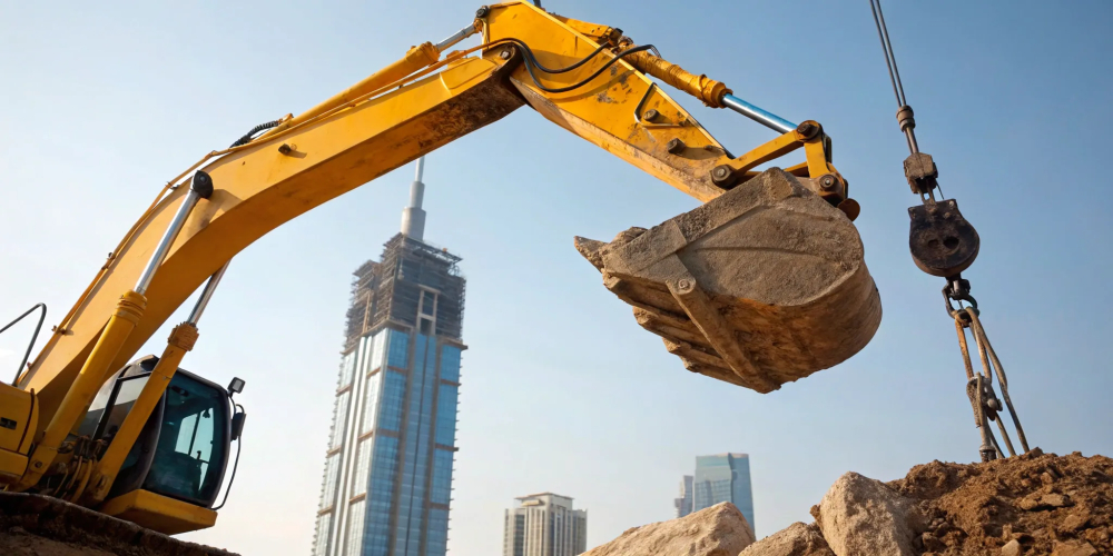 Excavator training for heavy construction equipment.