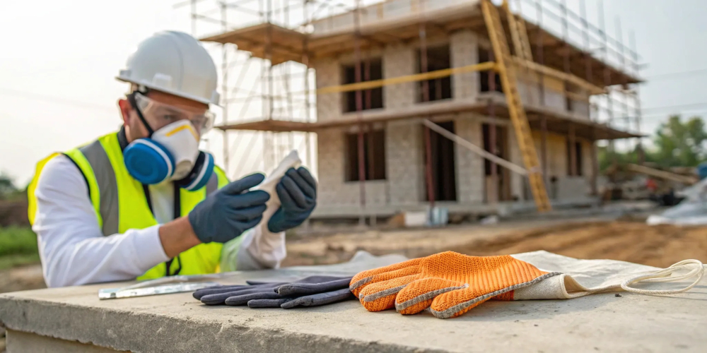 Worker in a respirator performing lead abatement, a job requiring certification.