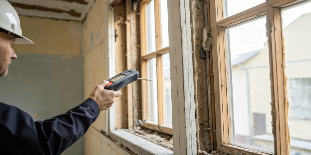 Contractor testing a window for lead-based paint to get a certificate.